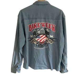 Vintage 2002 Daytona Beach Bike Week Denim button down shirt men’s medium